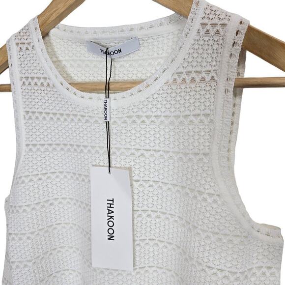 NWT Thakoon Tank Top Medium Lace Jacquard Crewneck Sheer Coquette Delicate Mesh - Picture 3 of 10